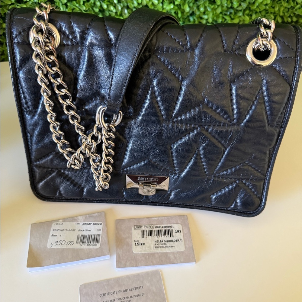 Jimmy Choo Helia Quilted Leather Shoulder Bag – Black/Silver - Picture 10 of 12